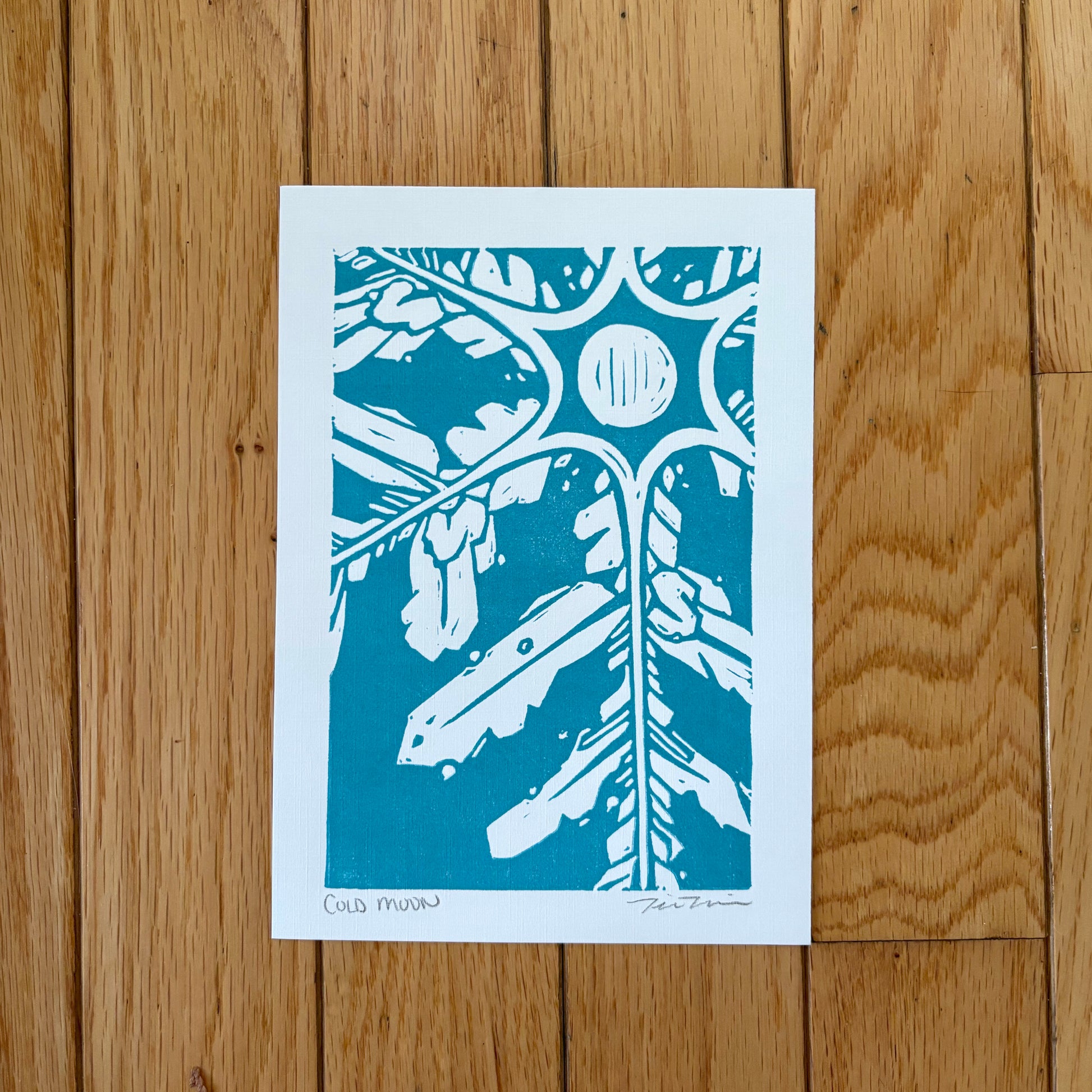 Linocut | Cold Moon
