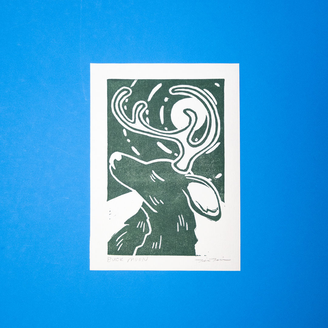 Linocut | Buck Moon