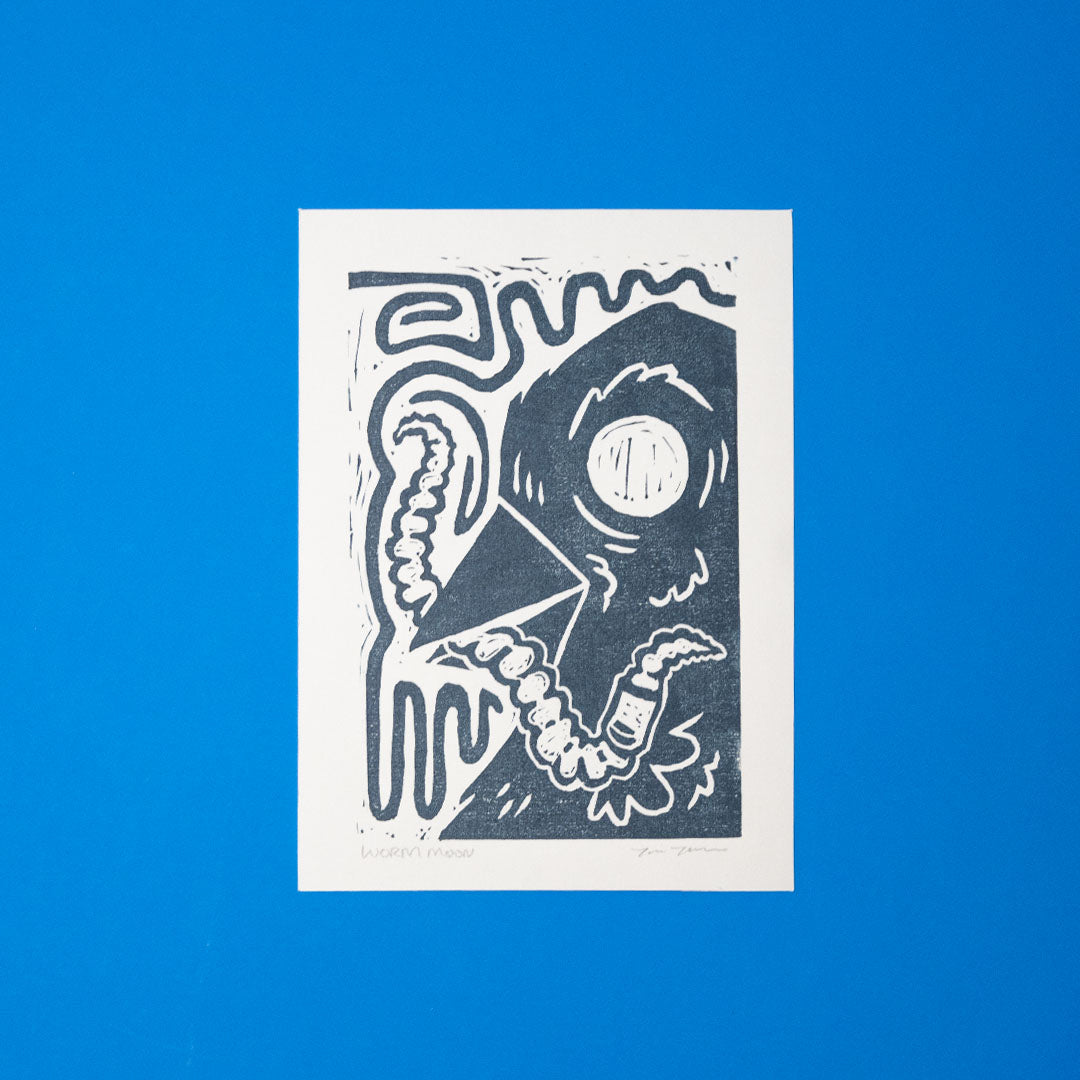 Linocut | Worm Moon