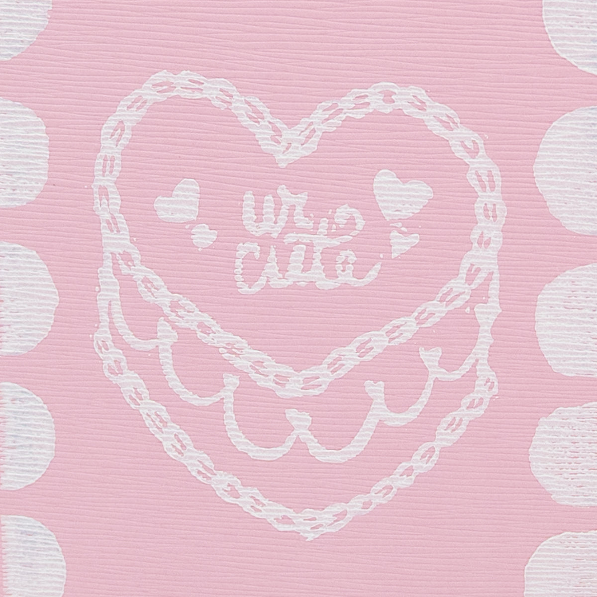 Close up image of "Ur Cute" cake illustration on light pink background.