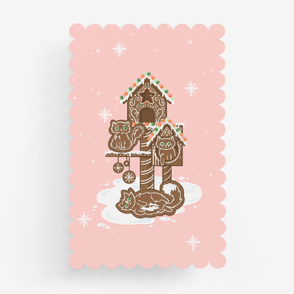 Gingerbread Cats Holiday Card Set