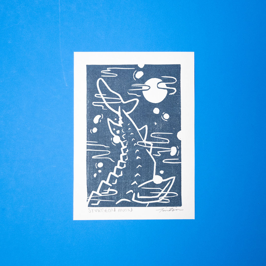 Linocut | Sturgeon Moon