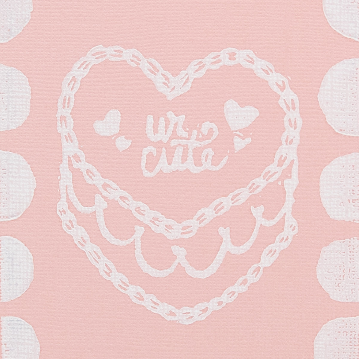 Close up image of "Ur Cute" cake illustration on light coral background. 